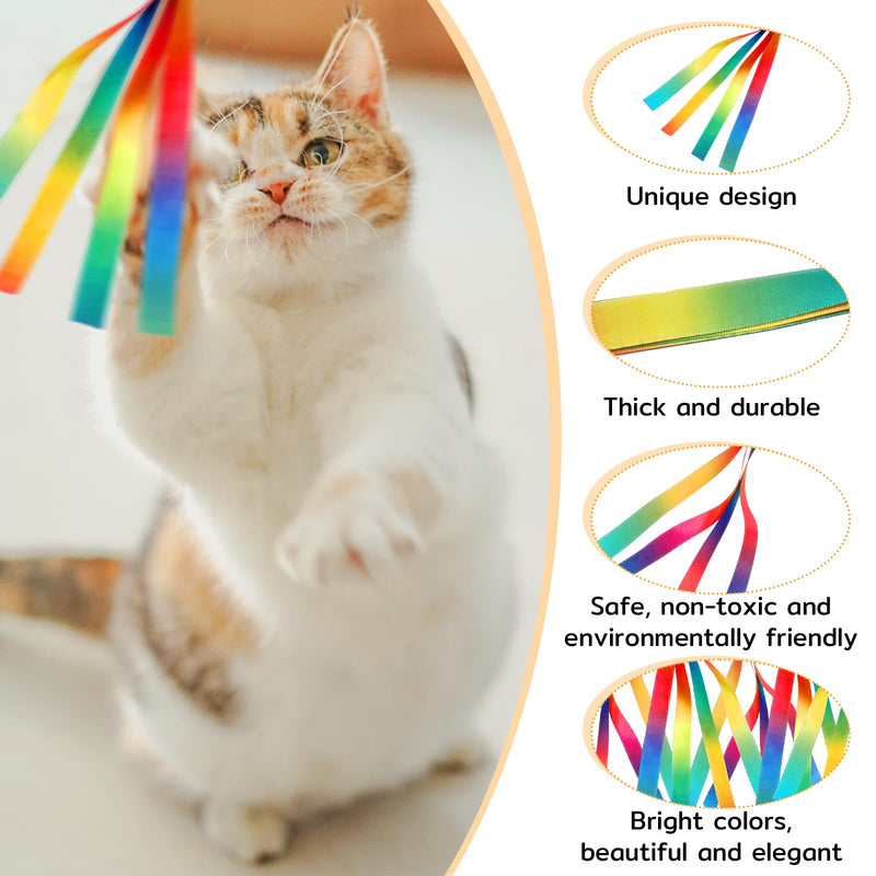 5 Pcs Cat Toys Wand Replacement, Interactive Kitten Rainbow Wand Toy, Portable Cat Teaser Wands, Cats Ribbon Refill Attachment Toys with Bell for Most Cats Kittens Small Pets - PawsPlanet Australia