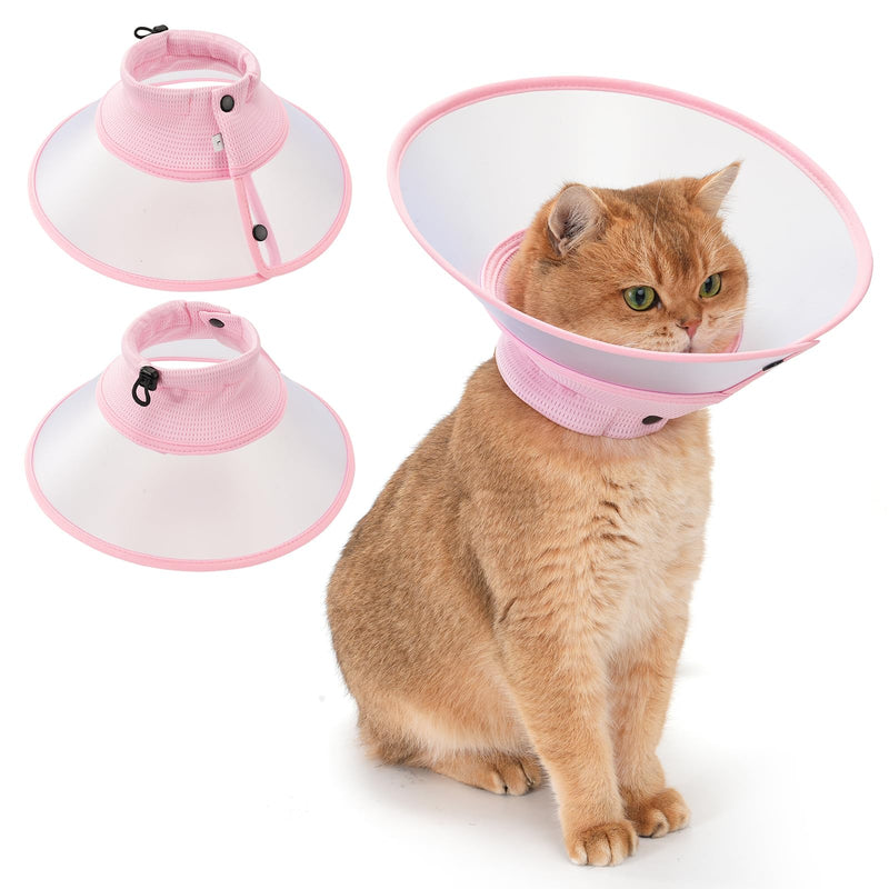 Avont Cat Recovery Suit - Kitten Onesie for Cats After Surgery Bundle with Transparent PVC Cat Cone Collar -S