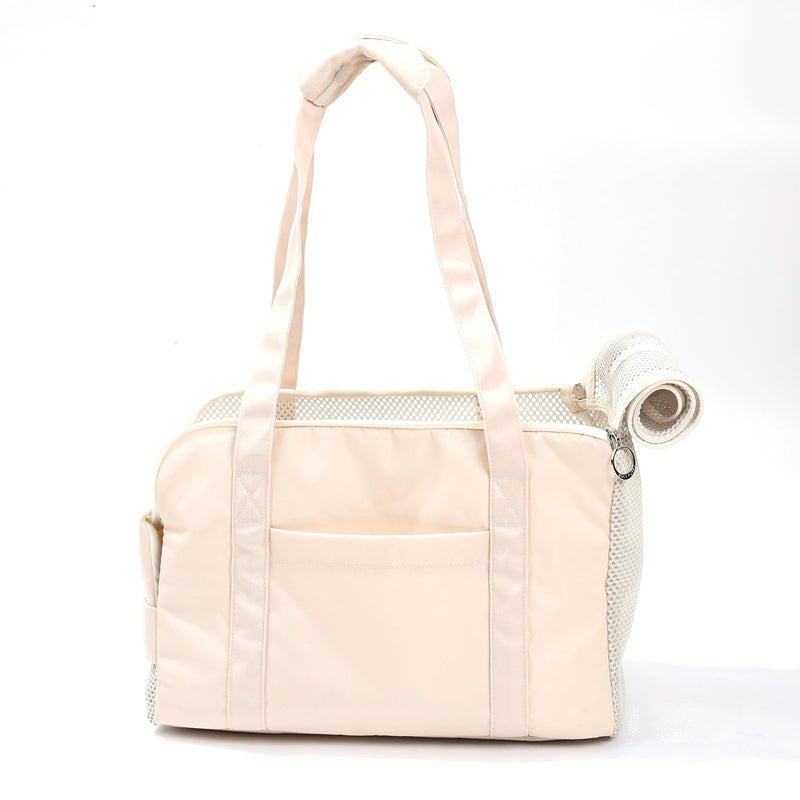Pet Breathable Mesh Tote Bag, Pet Hands-Free Shoulder Bag,Dog and Cat Lightweight and Comfortable Pet Shoulder Bag, Pet Carrier Purse for Small Dog Cat（Can Hold 10 Pounds） Beige - PawsPlanet Australia
