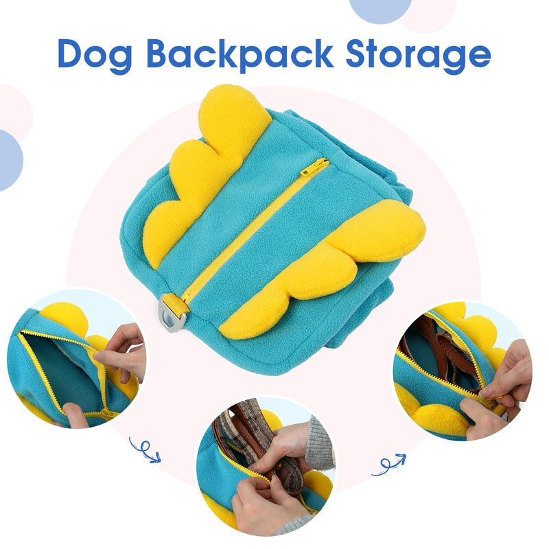 Adjustable Small Dog Backpack Harness with Pockets,Lightweight for Shih Tzu to Wear with D-Ring,Cute Carrier Backpack for Outdoor Daily Travel,Spring Colorblock Wing(Blue,S,3-7lb) Turquoise - PawsPlanet Australia
