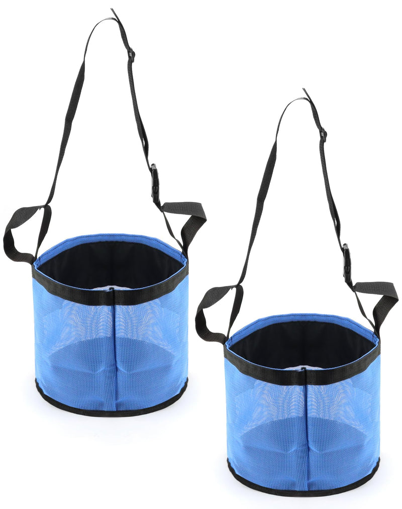 QWORK 2 Pack Horse Feed Bag for Grain - Durable Mesh Grain Feeder with Adjustable Strap, Comfortable Neck and Nose Pad Horse Muzzle Feed Bag, for Feeding Grain, Powder, Supplements, Blue 2 Pcs - PawsPlanet Australia