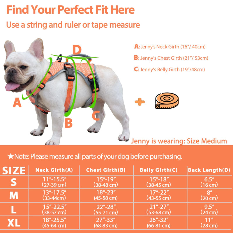 Huntboo Escape Proof Dog Harness, Escape Artist Harness, Reflective Dog Harness with Handle, Durable,Adjustable Vest for Small Medium Large Dogs Walking, Training, and Running Gear(Orange,S) Small(Pack of 1) Orange