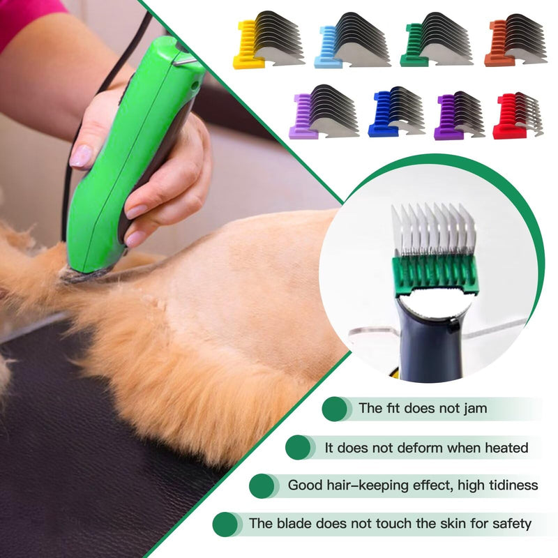 2024 Update Animal Stainless Steel 8 Color Guide Comb Set for W-AHL Bravura Arco Chromado Figura Guards Clipper(Cutting Length 3mm-25mm) - PawsPlanet Australia