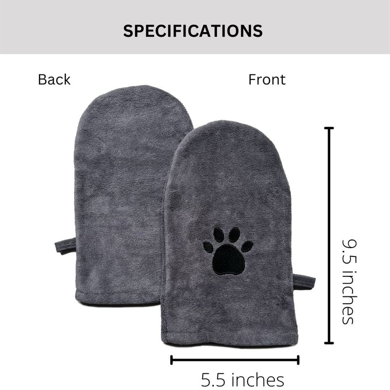 Penny & Niko Microfiber Pet Towel Mitts - Paw Cleaning and Drying Mitts/Gloves for Dogs and Cats (Gray, Standard - 4 Pack) Gray - PawsPlanet Australia
