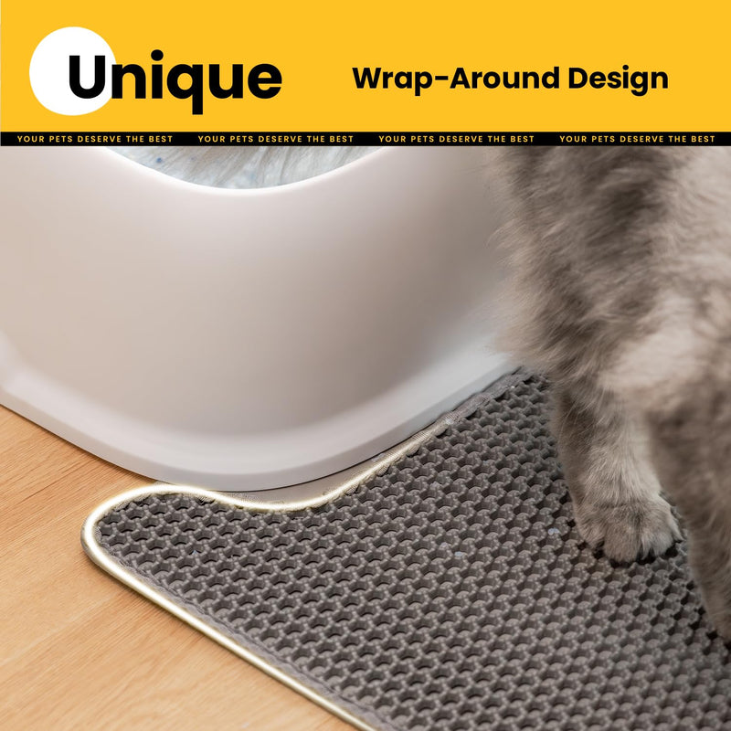 Cat Litter Mat Litter Trapping Mat,Premium Double Layer Waterproof Kitty Litter Mat,Honeycomb Design for Scatter Control,Easy to Clean Cat Mats for Litter Box?Grey,Medium,25"x15"? - PawsPlanet Australia