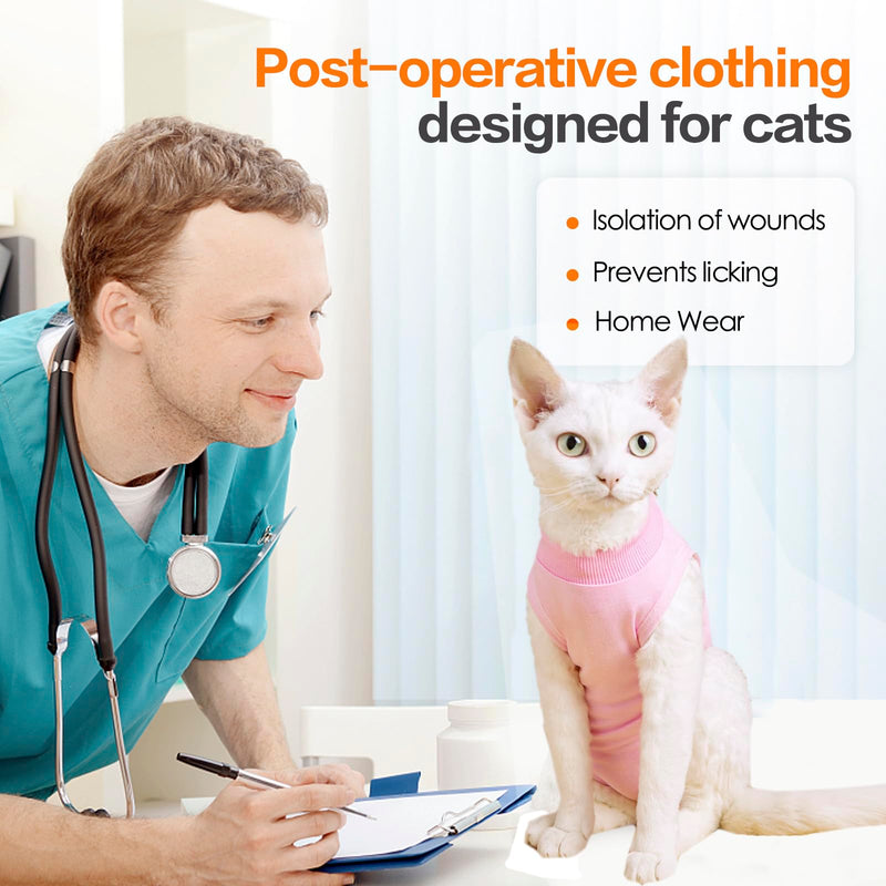 Cat Recovery Suit for Abdominal Wounds or Skin Diseases, Breathable Cat Surgery Recovery Suit E-Collar Alternative for Cats, After Surgery Wear Surgical Suit for Cats Anti Licking Wounds Medium Pink - PawsPlanet Australia