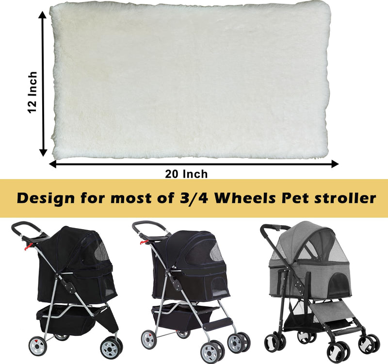 Pet Stroller Pad for Small Medium Dogs, Ultra Soft Cat Dog Stroller Mattress Mat 21"X12" Folding Removable Pet Carrier Strolling Cart Pad Cushion, Beige - PawsPlanet Australia