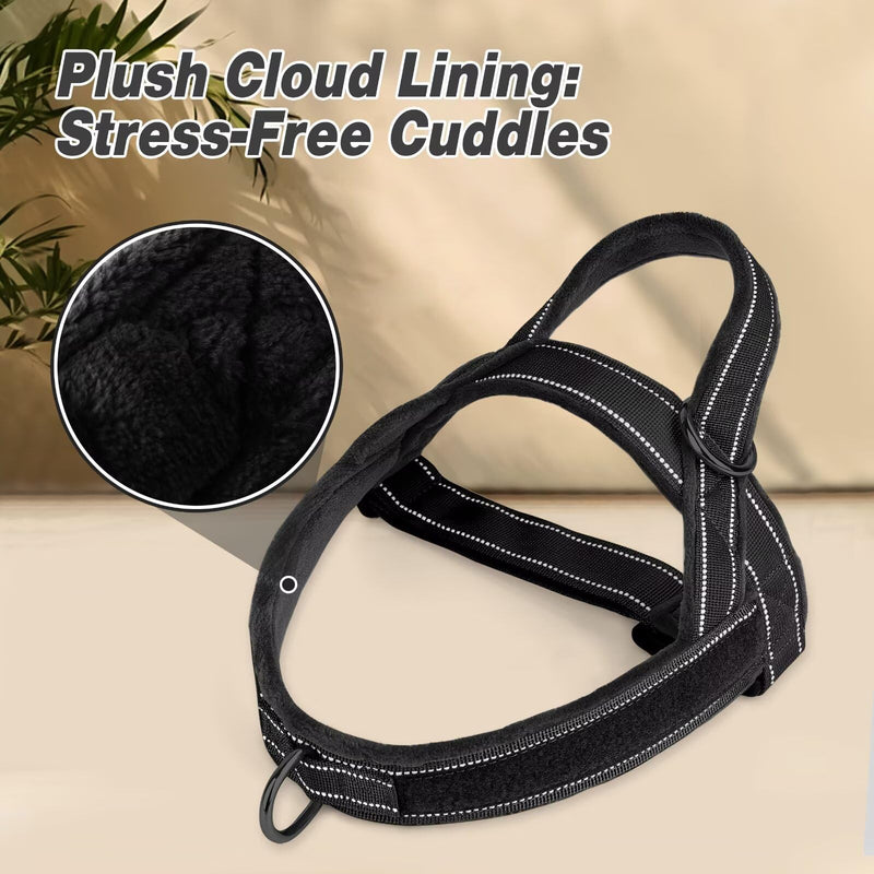 Forestpaw No Pull Dog Harness with Large Handle,Slip on Reflective Vest with Quick Release Buckle,Comfortable Flannel Lining for Medium Large Dogs Walking Training (Includes 3 Patches),Black M M: Chest 22-28", Fit 28-50 lbs Black - PawsPlanet Australia
