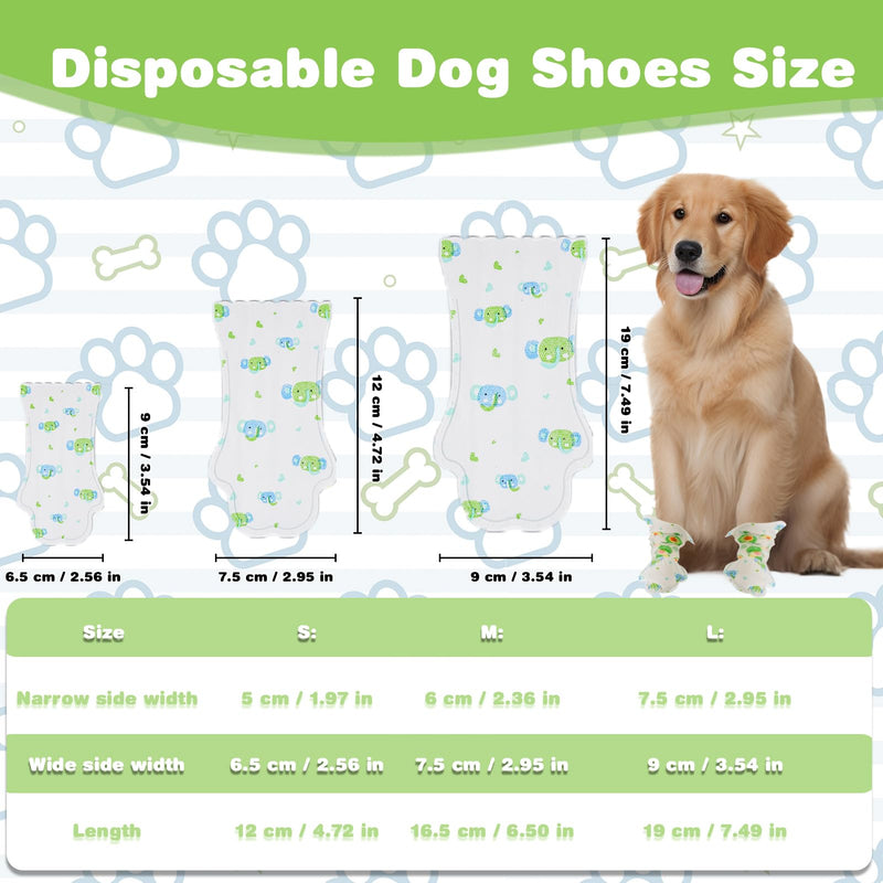 40 Pcs Disposable Dog Boots, Disposable Dog Shoes, Breathable Disposable Pet Booties with Adjustable Self-Adhesive Bandage for Indoor and Outdoor Use Protection (Green Blue, M) Green Blue
