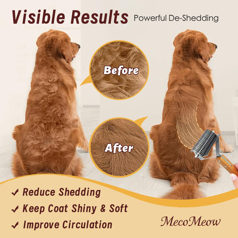 3 in 1 Undercoat Rake for Dogs - Professional Pet Dematting & Deshedding, Efficiently Remove Loose Hair & Matted Fur, Professional Shedding Comb for Indoor & Long Haired Cats Dogs