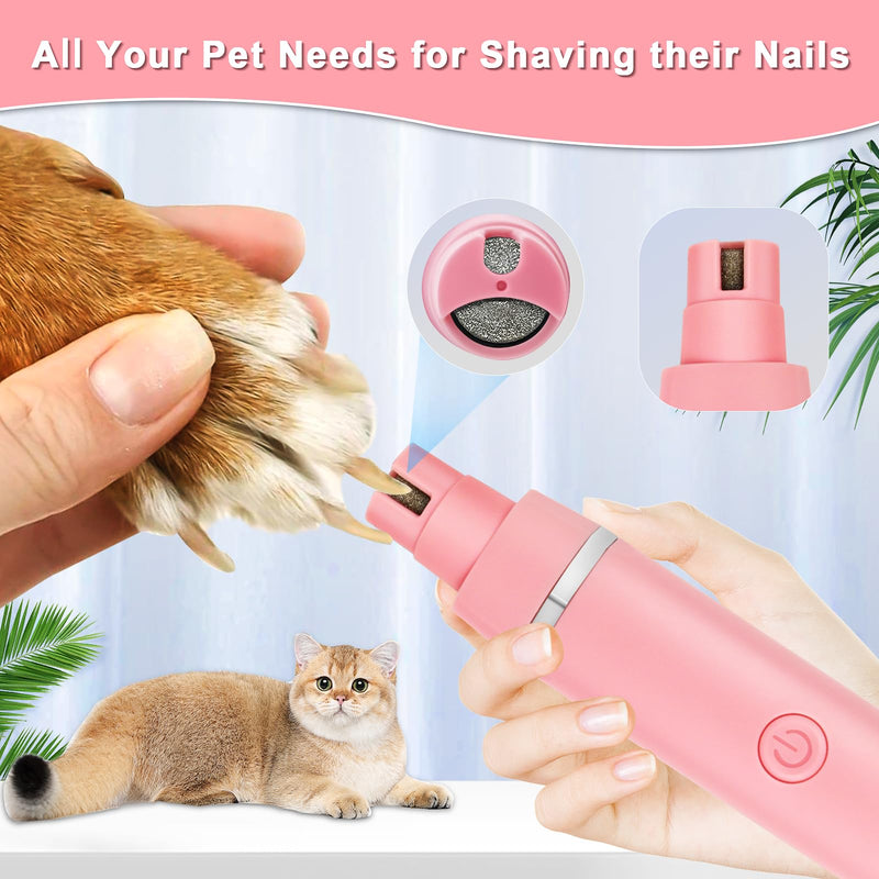 Dog Grooming Clippers Kit-Electric Rechargeable Cat Trimmer Tools-Cordless Quiet Pet Nail Paw Grinder-4 in 1 Multifunctional Low Noise Shaver-Razor for feet Face Ears Toenail Eye?Pink? Pink
