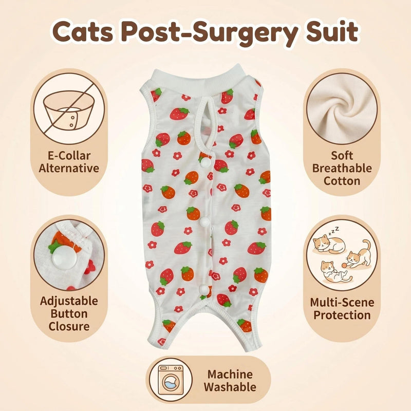 Cat Recovery Suit Post Surgery, Soft Breathable Surgical Onesie for Cats & Kittens, Alternative for Spay Recovery & Wound Protection