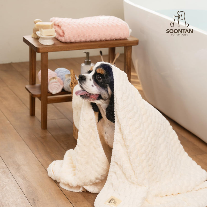 Microfiber Dog Towel Set for Drying Dogs – Absorbent, Quick-Dry, and Soft Towels for Bathing and Grooming Dogs and Cats, Including 2 Different Sized Towels – Cloud Pet Towels Yellow - PawsPlanet Australia