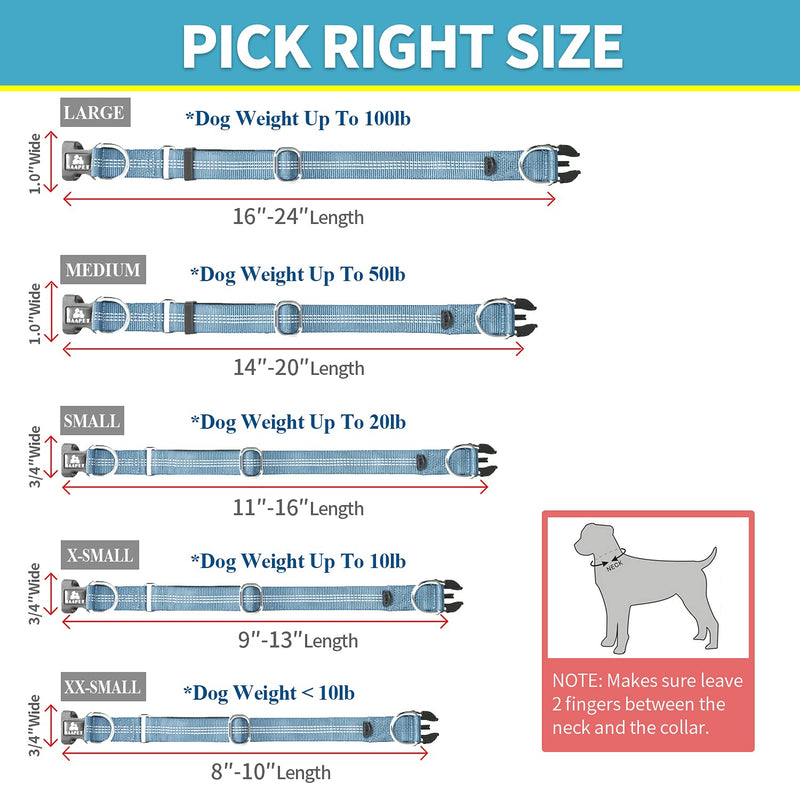 BAAPET Comfortable Dog Collar with Double Security Dual D-Ring and ID Tag Hanger for Small Puppy, Medium and Large Dogs (XS - 3/4" x (9"-13"), Grey) XS - 3/4" x (9"-13") - PawsPlanet Australia