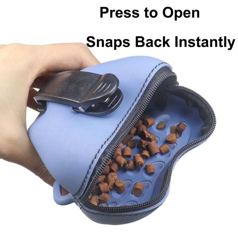 Silicone Dog Treat Pouch with Shoulder Strap and Waist Clip, Zipper Closure Closure to Avoid Spilling, Treat Pouches for Pet Training (Green) Green
