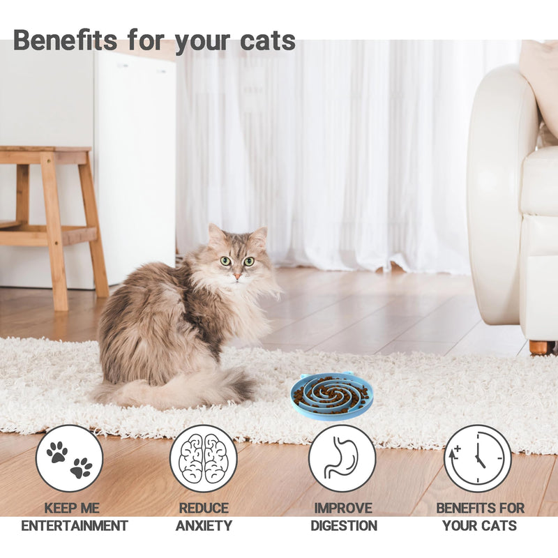 Silicone Slow Feeder Cat Bowl - Cat Slow Feeder Dry Wet Food for Healthy Eating - Slow Feeder for Cats Easy to Clean (Green and Blue) Green and Blue - PawsPlanet Australia