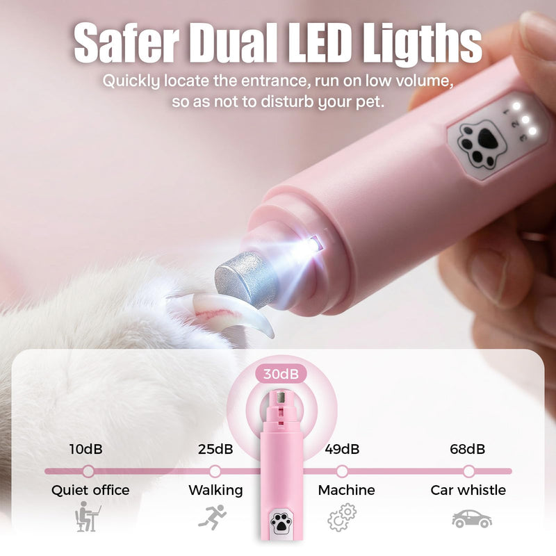 Dog Nail Grinder 3 Speeds Electric Dog Nail Trimmer Super Quiet Rechargeable Pet Nail Grinders Painless Paws Grooming Smoothing Tool for Large Medium Small Dogs Cats - PawsPlanet Australia