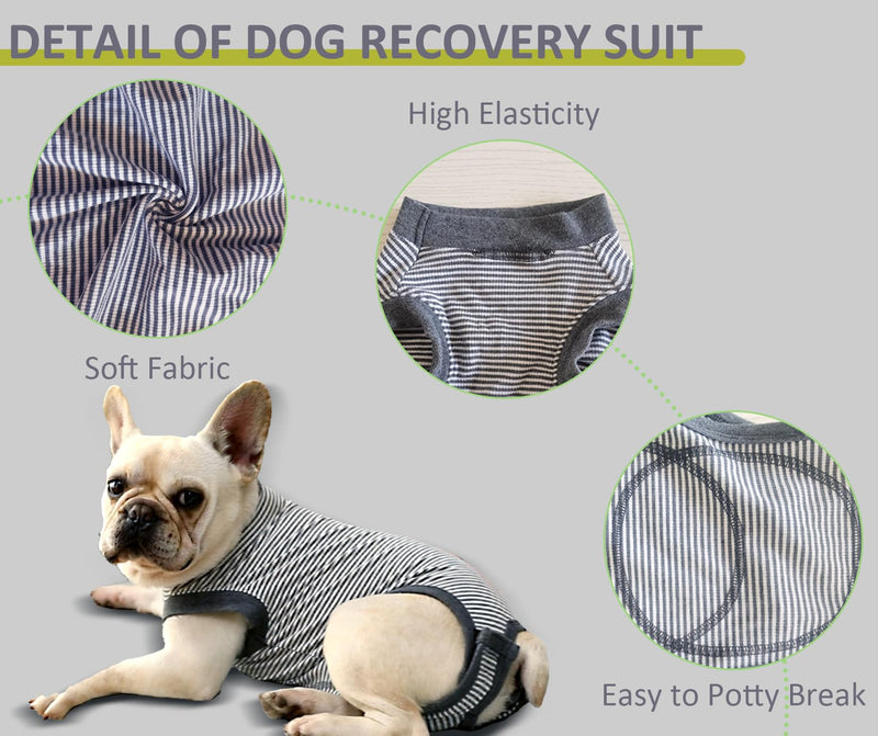 Dog Recovery Suit, Medium Dog Surgical Recovery Suit, Dog Surgery Recovery Suit for Male Neuter, Dog Spay Recovery Suit Female, Anti Licking Dog Recovery Onesie, Gray, M Medium (Back 14.6'', Chest 14''-17'') - PawsPlanet Australia