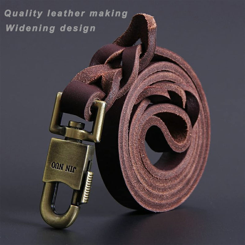 Leather Heavy-Duty Dog Leash, 3ft Brown, 1in Width, 35in Length, Suitable for Medium to Large Dogs rope - PawsPlanet Australia