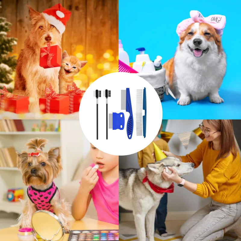 Pet Grooming Comb Sets for Cats and Dogs,Cuteabc 5 Pcs Comb Set Include Double-sided Dog Eye Comb/Dematting Comb/Flea Lice Combs and Grooming Comb Multipurpose Tools for Pet Cat Dogs Grooming - PawsPlanet Australia