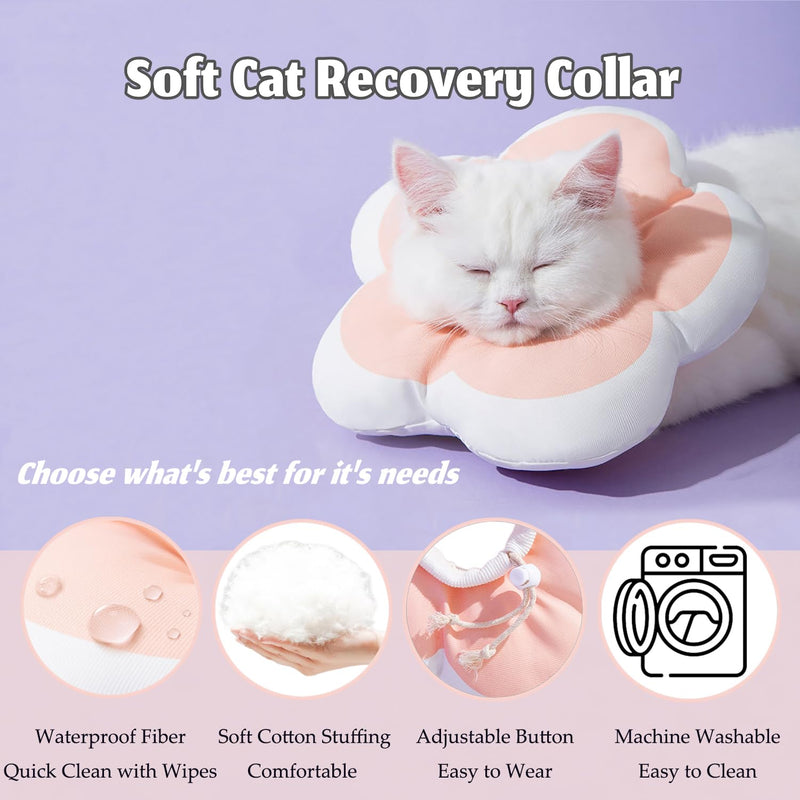 Cat Cone Collar Soft, Adjustable Kitten Cones After Surgery, Waterproof Kitten e Collar Soft to Stop Licking(Pink Flower, XS) Pink Flower