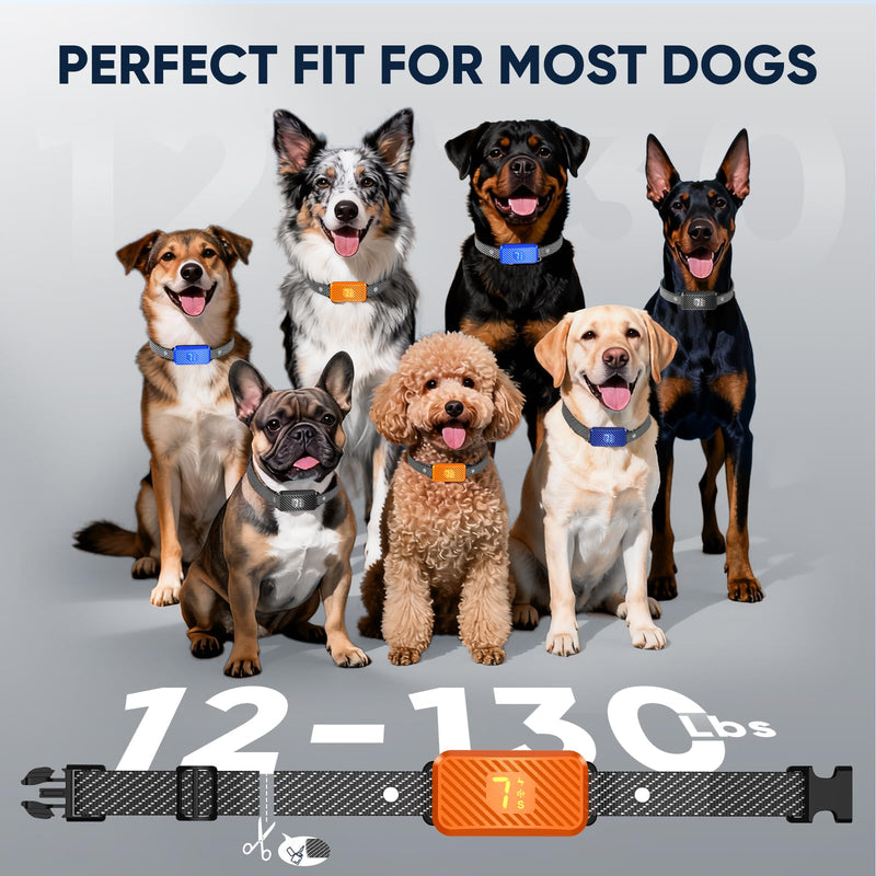 Dog Bark Collar for Large Medium Small Dogs, Effective No-Bark Collar, Smart Barking Collar, Rechargeable Bark Collar with 7-Level Sensitivity, 3 B & V Modes, Waterproof, Neon Orange - PawsPlanet Australia