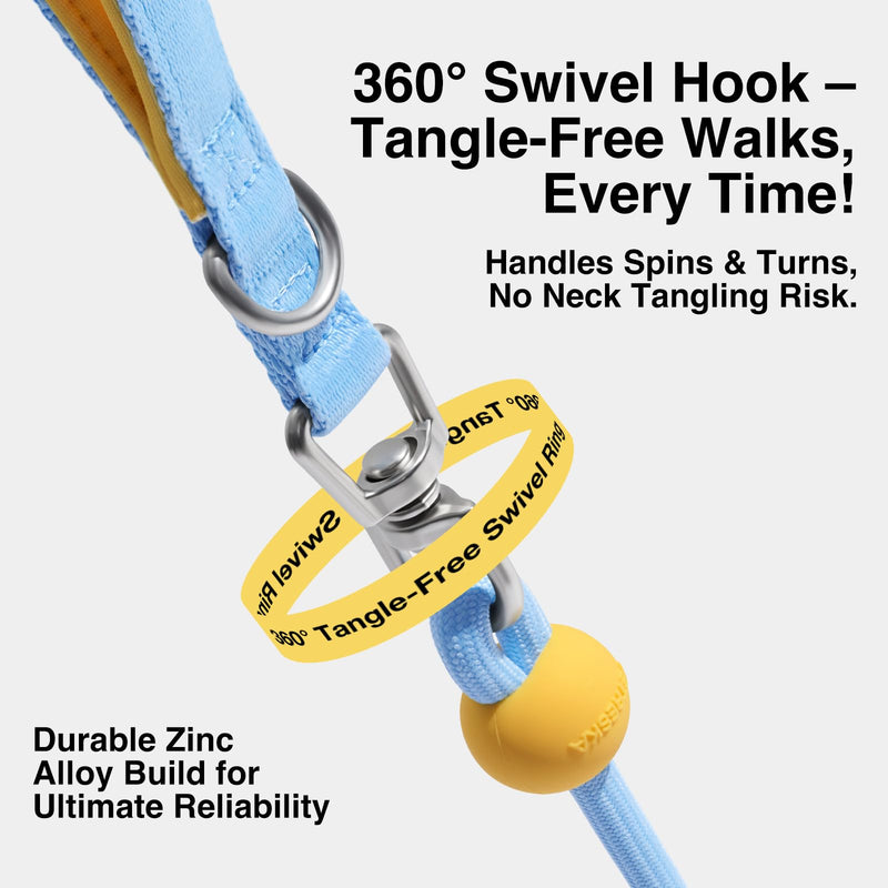 VETRESKA Tangle-Free Dog Leash, 6FT Rope Leash for Small Medium Dogs, Explosion-Proof, Shockproof Handle Dog Leashes for Walking, No Pull Leashes with Bag Dispenser, 2 in 1 Walk Kit (Daisy) Daisy Blue