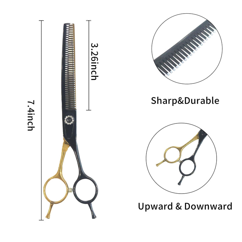 7" Curved Thinner Dog Scissor, Curved Blender Scissors, 40 Teeth, 30% Thinning Rate, Professional Pet Shear for Groomer, Ergonomic Dog Grooming Scissor, Dogs Shear for Grooming - PawsPlanet Australia