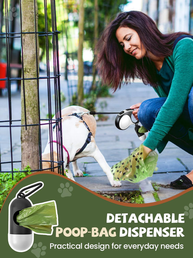 Retractable Dog Leash with Led Light, Douexio 16ft Heavy Duty Dog Leash Retractable for Medium Large Dogs Up to 110lbs,360° Tangle-Free, One-Button Control, High Strength Hook (White, 66-110lbs) White - PawsPlanet Australia