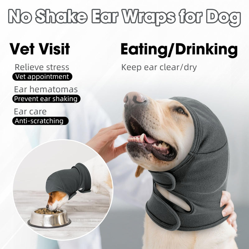 IECOii Dog Snood Ear Protectors,Dog Ear Cover,Dogs Ears Muffs Noise Protection,Dogs EarDefenders,Pet EarHeadband Muffs No Shake Head Wraps for EarHematoma Grooming Firework Force Drying,Grey,S Small（Neck circumference:11.8") Grey