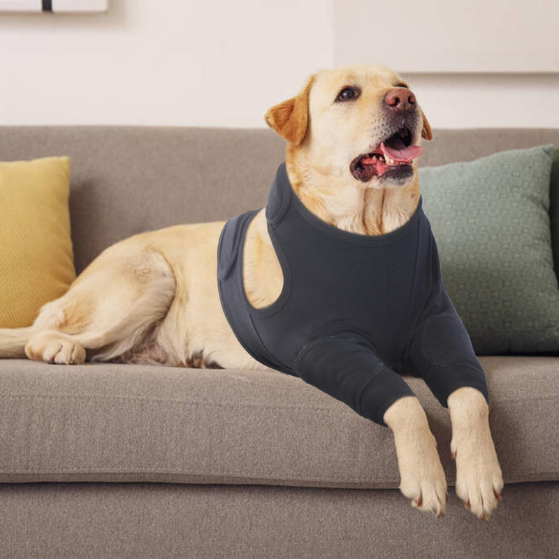 IDOMIK Dog Recovery Sleeve for Front Legs, Breathable Dog Recovery Suit Front Legs, Adjustable Dog Leg Sleeves to Stop Licking, Dog Elbow Braces Protector Dog Cone Collar Alternatives,Black,L L(Chest Girth:21.26"-24.41") Black - PawsPlanet Australia