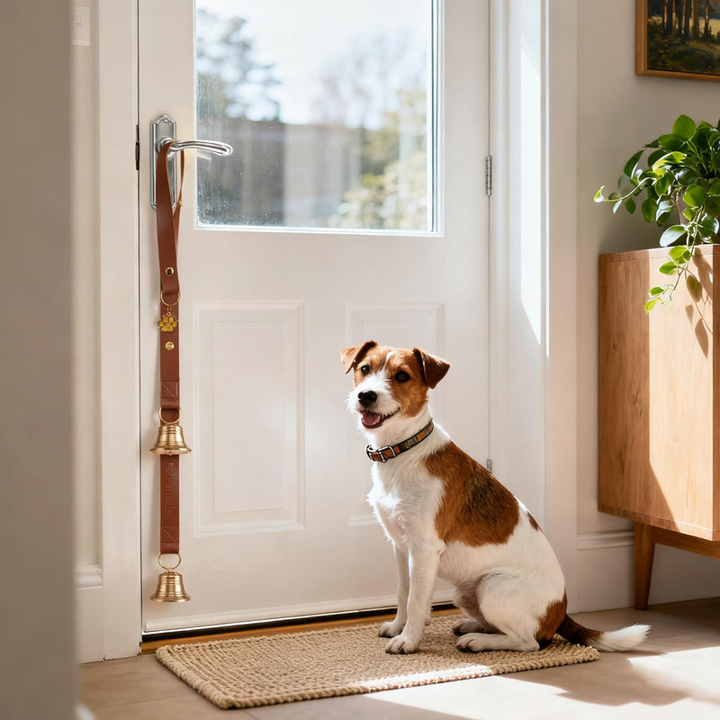 Leather Dog Door Bells for Potty Training, Big Brass Puppy Dog Door Bells Extra Loud for Dogs Training, Housebreaking, Door Knob, Dog Bell to Ring to Go Outside Puppy Pet Supplies Leather One Dog Bell Brown/Leather - PawsPlanet Australia
