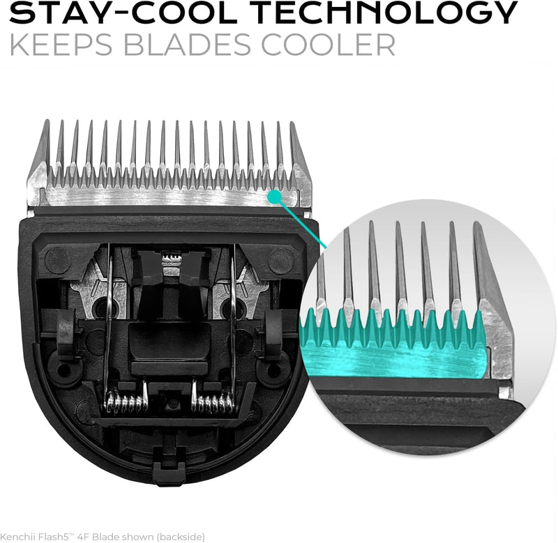Kenchii Professional Dog Clipper Blade Flash 5 Pet Hair Clipper - Detachable Stainless Steel Blades for Dog Grooming - Hair Clippers & Accessories Pet Shaving Blades. (KEFB5-7F) KEFB5-7F