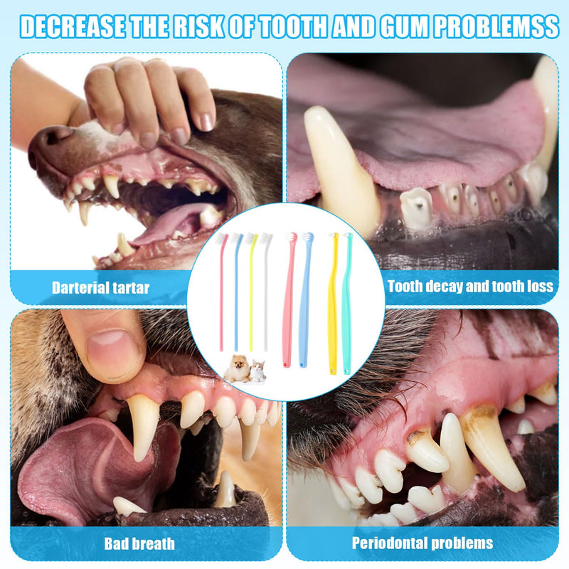 8-Piece Dog Toothbrush Set, 3 Designs, Cat and Dog Toothbrush, Micro Brush Head, Puppy Toothbrush, Soft Bristles, Dental Care Set for Dogs to Remove Plaque (Colour 1)