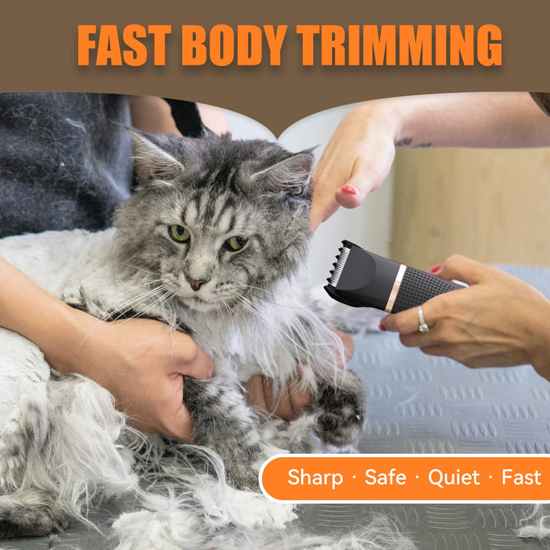 Cat Grooming Clippers Kit with Paw Trimmer, 3 in 1 Electric Pet Hair Trimmer Supplies for Thick Matted Hair, Heavy Coat Butt Shaver Cat Razor Fur Trimmer for Dogs at Home (Black) Black