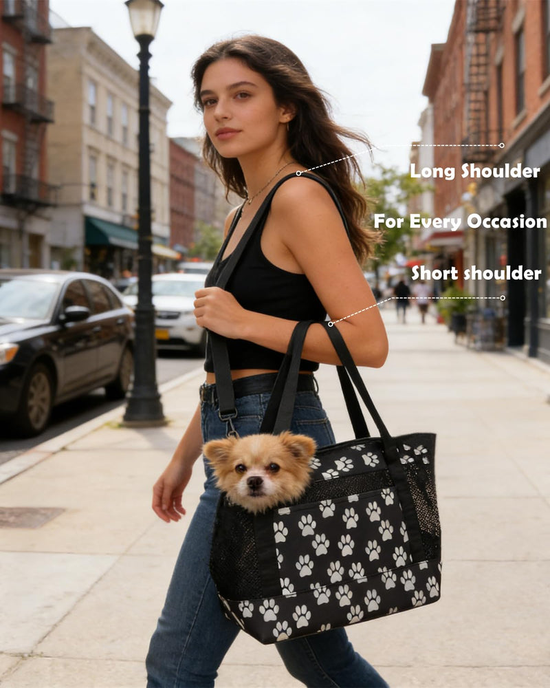 Dog Purse Carrier for Small Dogs with Pocket,Dog Carriers Soft Sided,Pet Carrier Purse for Puppy and Cats Up to16 lbs,Dogs and Puppies Tote Bag Carrier,Collapsible Travel Puppy Carrier Black Medium(2-9LBS) - PawsPlanet Australia