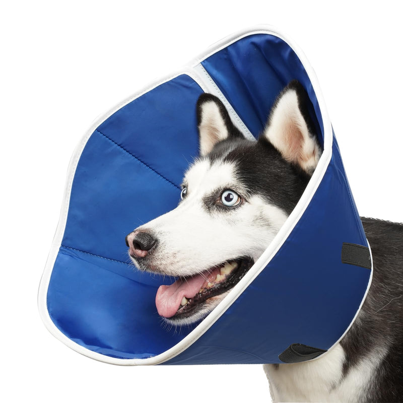 BARKLESS Dog Cone, Dog Cones for Small Medium Large Dogs, Cones for Puppies and Kittens after Surgery to Stop Licking, Adjustable Neuter Cone Alternatives, Light Recovery Collar, Elizabethan Collar S - Neck: 8½"-10¼" Royal blue