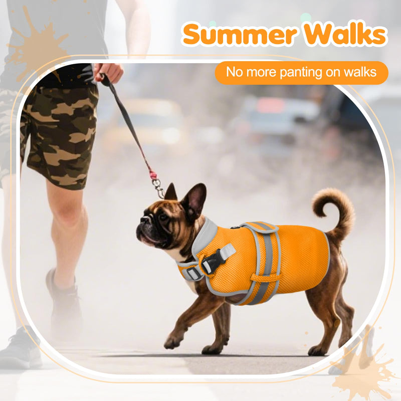 Dog Cooling Vest for Medium Dogs,Lightweight Cooling Dog Jacket,Breathable Mesh Dogs Shirt Harness Vest with Adjustable Straps Reflective Stripe for Hot Weather with D-Ring for Beach,Hiking,M Orange - PawsPlanet Australia