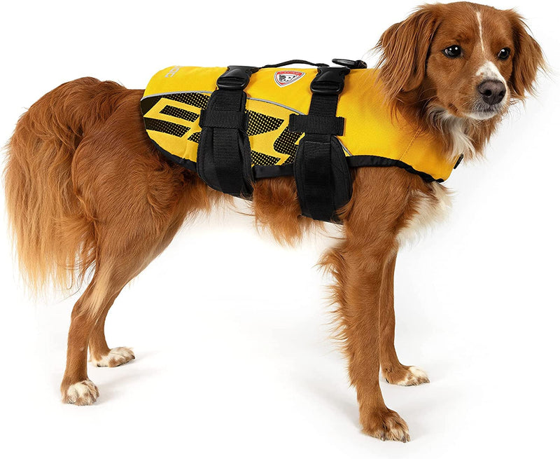 Ezydog DFD Dog Life Jacket - Adjustable Swimming Safety Vest with Reflective Trim & Durable Grab Handle - 50% More Flotation Material - Medium, Yellow 1 Medium (Pack of 1) - PawsPlanet Australia