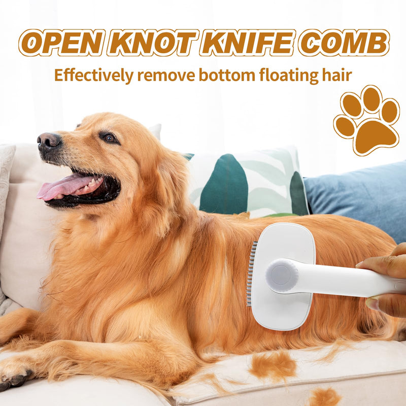 TemApex 2-in-1 Self Cleaning Shedding Brush & Dematting Comb for Long Haired Cats and Dogs, Pet Grooming Deshedding Brush for Dog and Cat Removes Loose Fur & Tangles - PawsPlanet Australia
