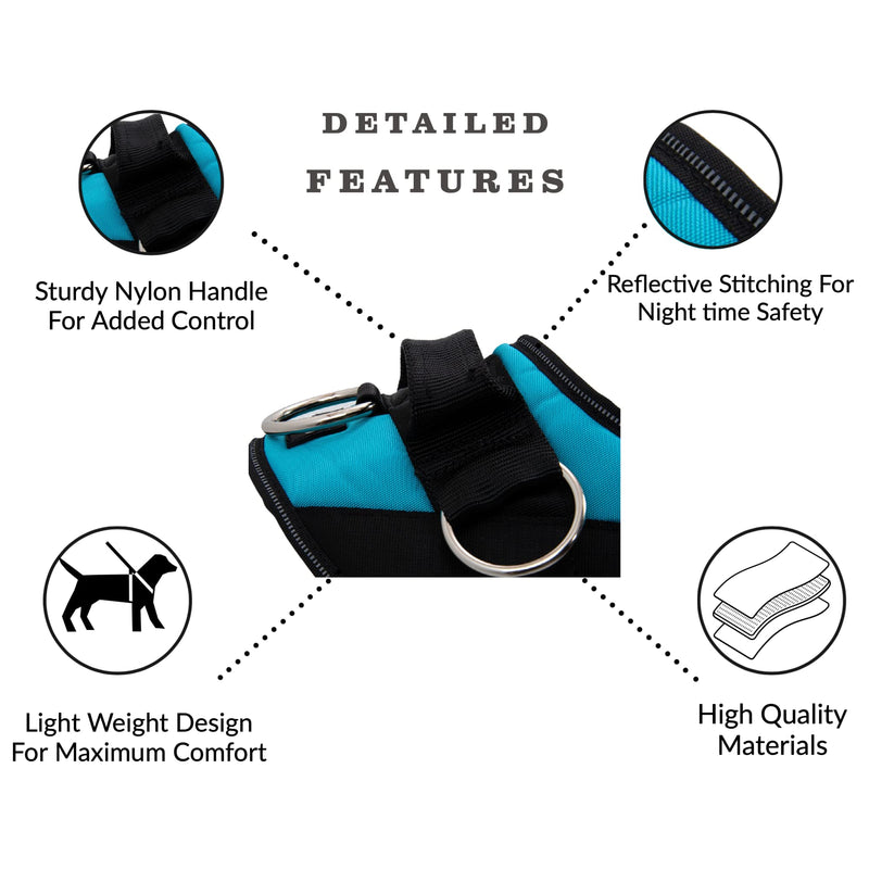 ShawnCo Essential Dog Harness, No-Pull Pet Vest with 3 Leash Clips, No Choke, Reflective, Adjustable and Padded, for Easy Walking and Training for Small, Medium and Large Dogs (Oceanic Blue, S) Oceanic Blue - PawsPlanet Australia