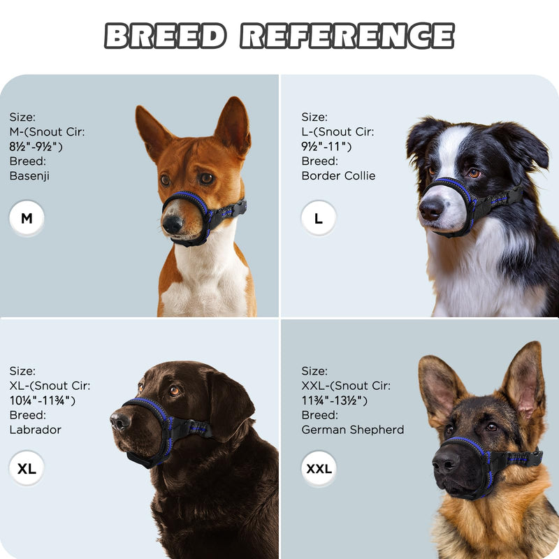 Dog Muzzle,Anti-Bite Adjustable Breathable Soft Muzzle for Small Medium Large Dogs - Vet Visits, Grooming & Training - Secure Fit, Lightweight Design,Allows Panting and Drinking Blue Line M - PawsPlanet Australia