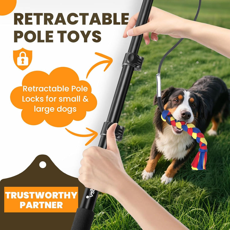 Upgraded Flirt Pole for Dogs - Extendable Dog Flirt Pole with Detachable Interactive Toys - Flirt Stick for Small Medium Large Dogs Training Playing Exercise, Reinforced Aluminum Alloy(Pole-40in Max) - PawsPlanet Australia