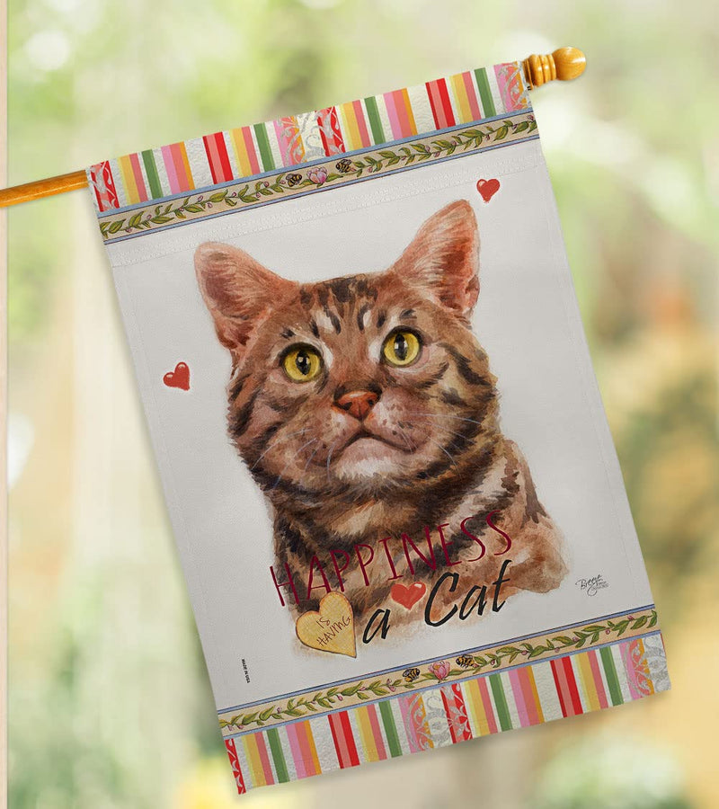 Breeze Decor American Short Hair Happiness House Flag Pack Cat Kitten Meow Spoiled Paw Fur Pet Nature Farm Animal Creature Support Our Troops Banner Small Garden Yard Gift Double-Sided, Made in USA - PawsPlanet Australia