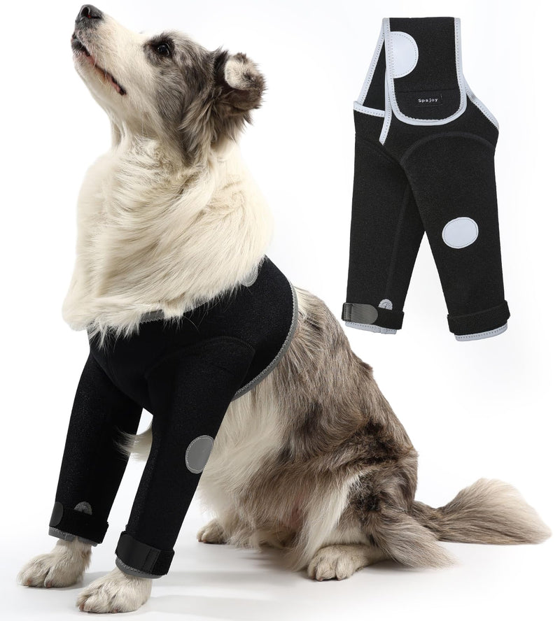 Dog Recovery Suit, Medical Cone Alternative, Abrasion Resistant Dog Recovery Sleeve, Washable 3mm Thick and Waterproof, Pet Wounds Prevent Licking, Bite, Being Wet, and Keep Dry XL Front Both Leg Sleeves