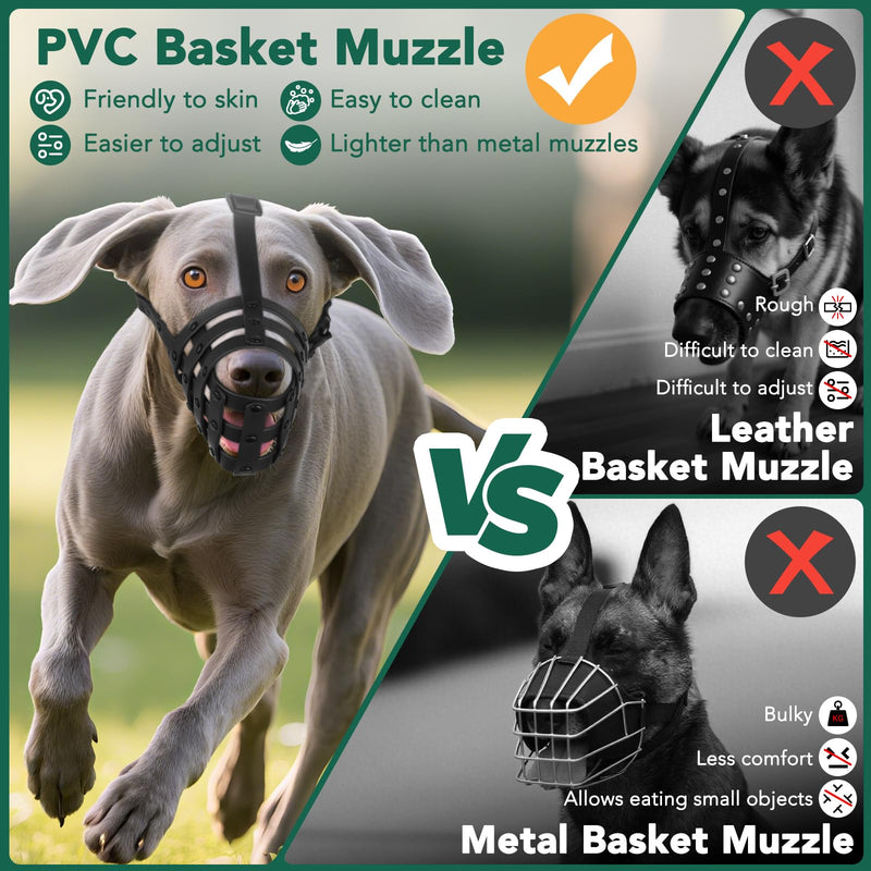 Mayerzon Dog Muzzle for Medium Large Dogs, Humane Basket Muzzle, Soft & Lightweight & Adjustable | Anti Biting Chewing Eating, Suits Training Walks Grooming Vet Visits, Drink & Pant Easily (Black, L) Black L [Snout Cir:11-12.25"] - PawsPlanet Australia