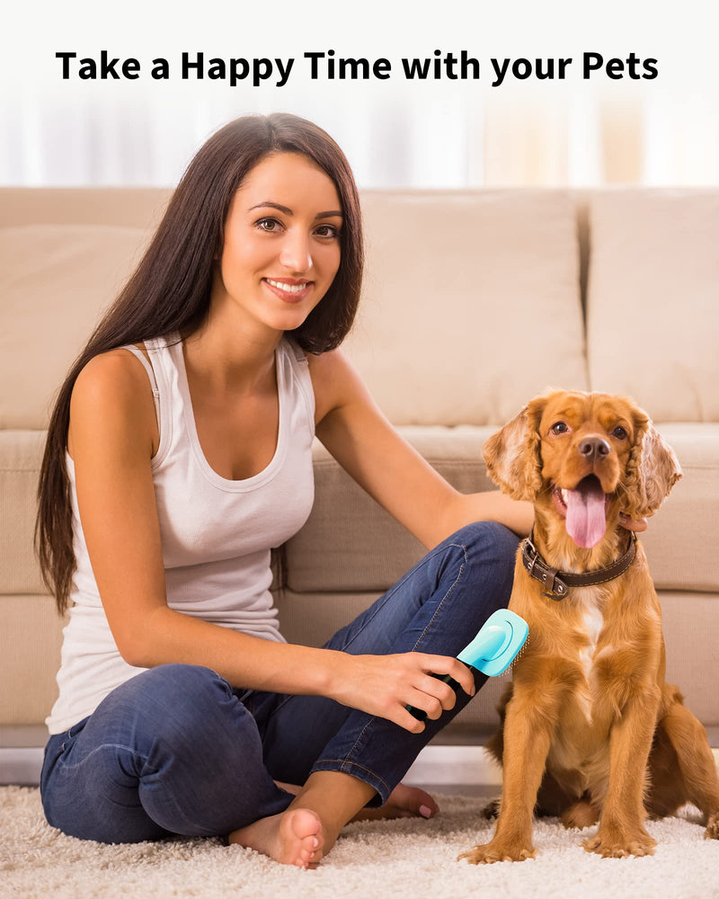 Glendan Dog & Cat Grooming Brush - Slicker Shedding Tool (Blue) Small Blue - PawsPlanet Australia