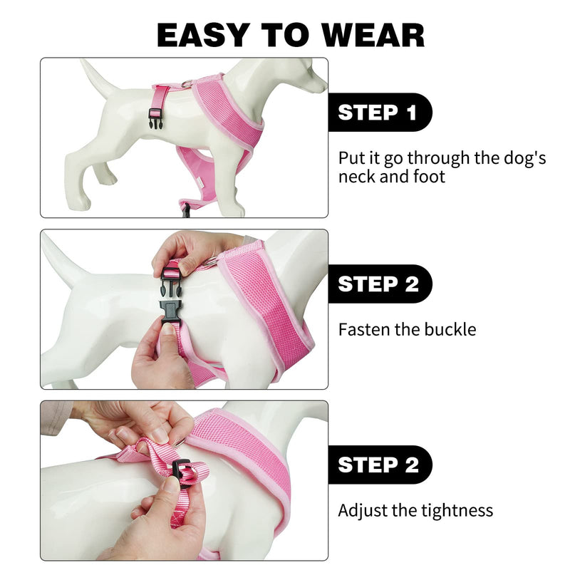 BINGPET Dog Vest Harness -Light Weight Breathable Sports Mesh - Pet Adjustable Harness Puppy Padded Harnesses Dog Vest Harness for Small Dogs X-Small (Neck Girth 11") Pink - PawsPlanet Australia