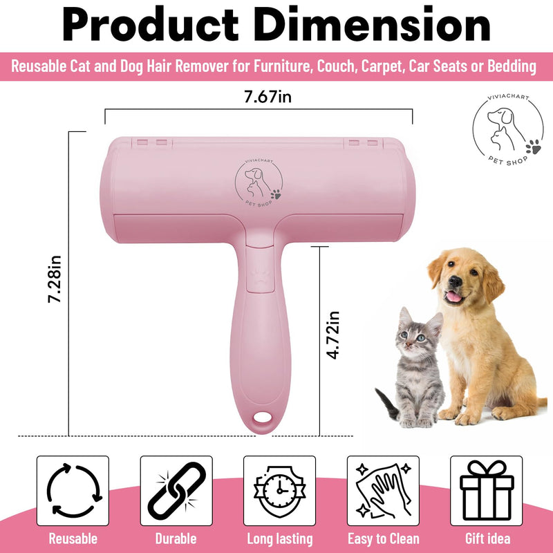 Extra Sticky Lint Roller for Pet Hair Removal – Ideal for Dogs & Cats | Effective Pet Supplies & Grooming Tools | Cat and Dog Hair Remover for Couch & Furniture | Travel Size Lint Roller Pink - PawsPlanet Australia