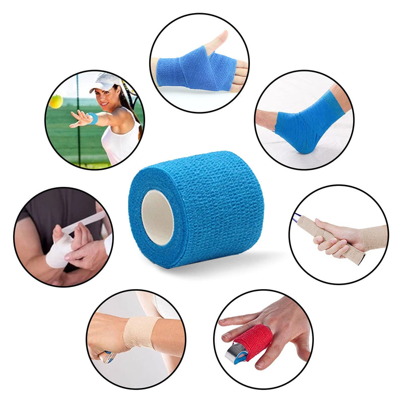 16 Rolls Self Adhesive Bandage Wrap 3 inch, Self Sticking Bandage Wrap, Wound Wrap Self Adherent for Wrist Ankle Sprains, Swelling, Vet Wrap for Horses Pet Animals (Blue) Blue